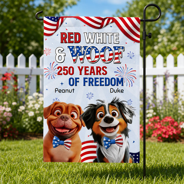 Personalized Paws For 250th Freedom Garden Flag Patriotic Dog Outdoor House Decor Gift