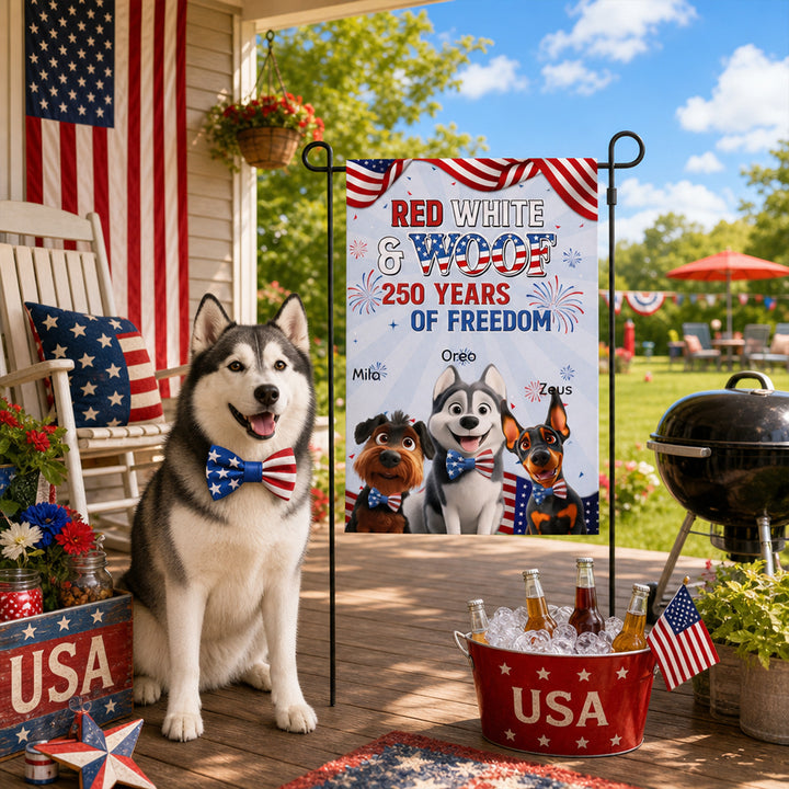 Personalized Paws For 250th Freedom Garden Flag Patriotic Dog Outdoor House Decor Gift