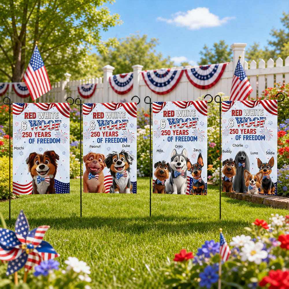 Personalized Paws For 250th Freedom Garden Flag Patriotic Dog Outdoor House Decor Gift