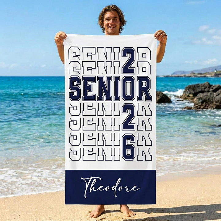 Personalized Name Class of 2026 Graduate Beach Towel Vacation Celebration Gift