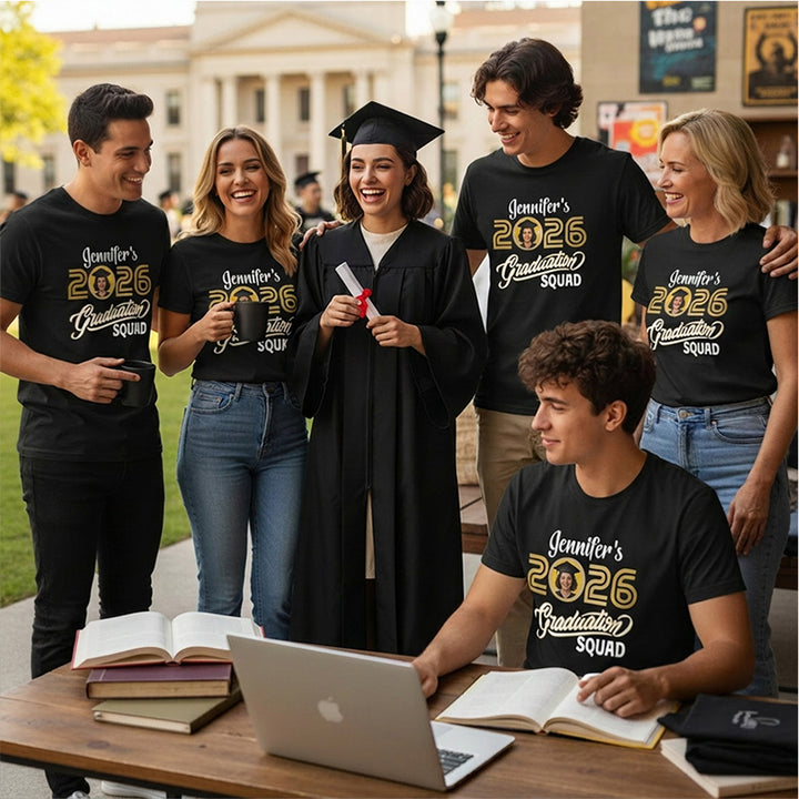 Personalized Photo Name Graduation Shirt Class of 2026 for Celebration Family Friends
