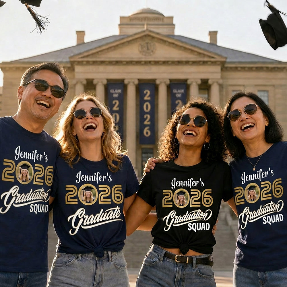 Personalized Photo Name Graduation Shirt Class of 2026 for Celebration Family Friends