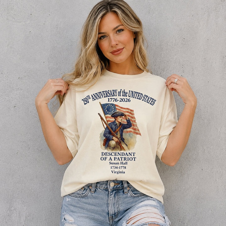 Personalized 250 Years of America T-Shirt Custom Name Descendant of a Patriot Tee Patriotic 1776-2026 Shirt