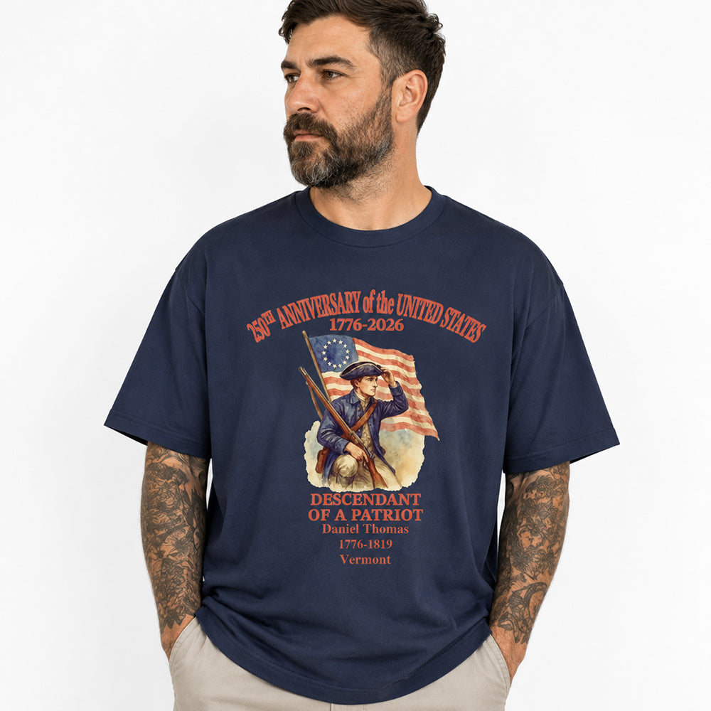 Personalized 250 Years of America T-Shirt Custom Name Descendant of a Patriot Tee Patriotic 1776-2026 Shirt