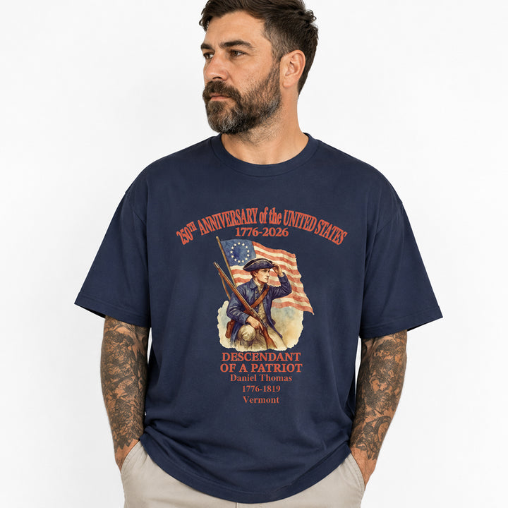 Personalized 250 Years of America T-Shirt Custom Name Descendant of a Patriot Tee Patriotic 1776-2026 Shirt
