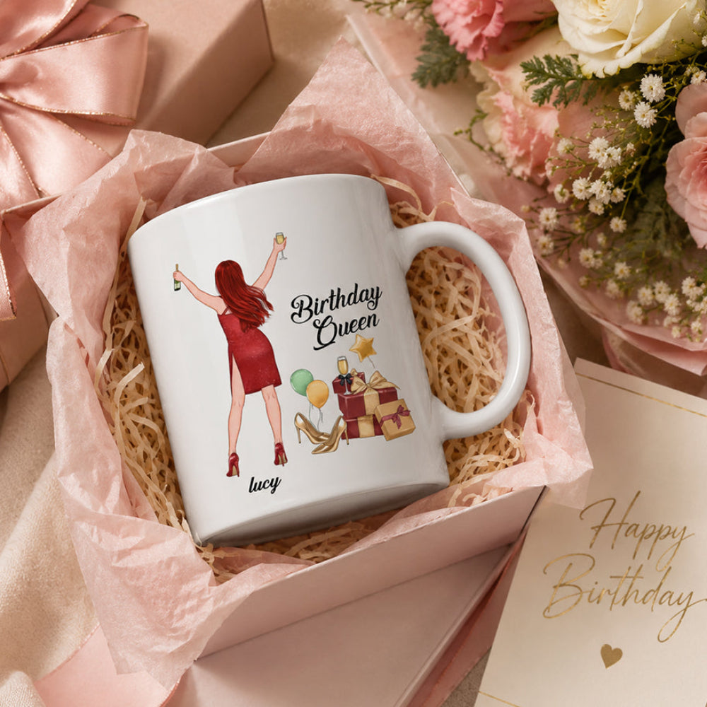Personalized Birthday Queen Mug Birthday Gift for Her 11oz Ceramic Mug