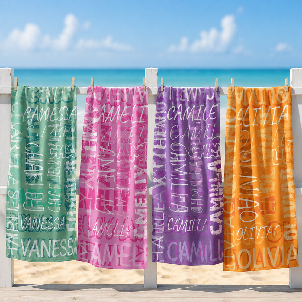 Personalized Custom Name Beach Towel Cloud Quick Dry Oversized Beach Towel Summer Vacation Daily Use Birthday Gift