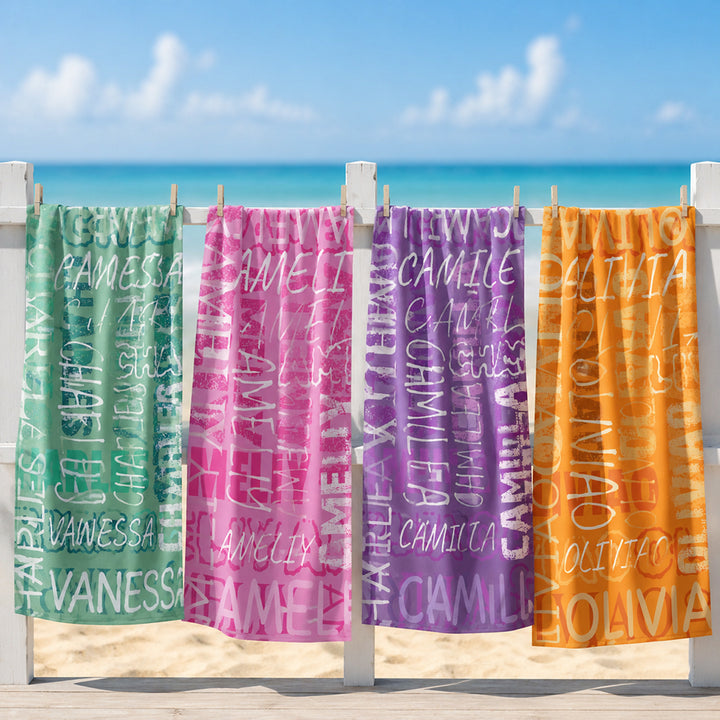 Personalized Custom Name Beach Towel Cloud Quick Dry Oversized Beach Towel Summer Vacation Daily Use Birthday Gift