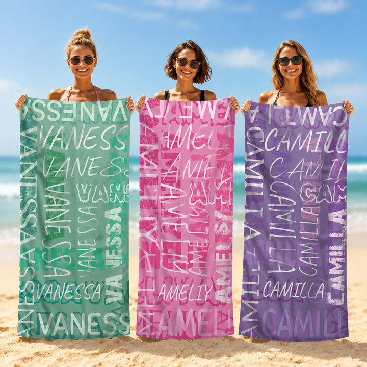 Personalized Custom Name Beach Towel Cloud Quick Dry Oversized Beach Towel Summer Vacation Daily Use Birthday Gift