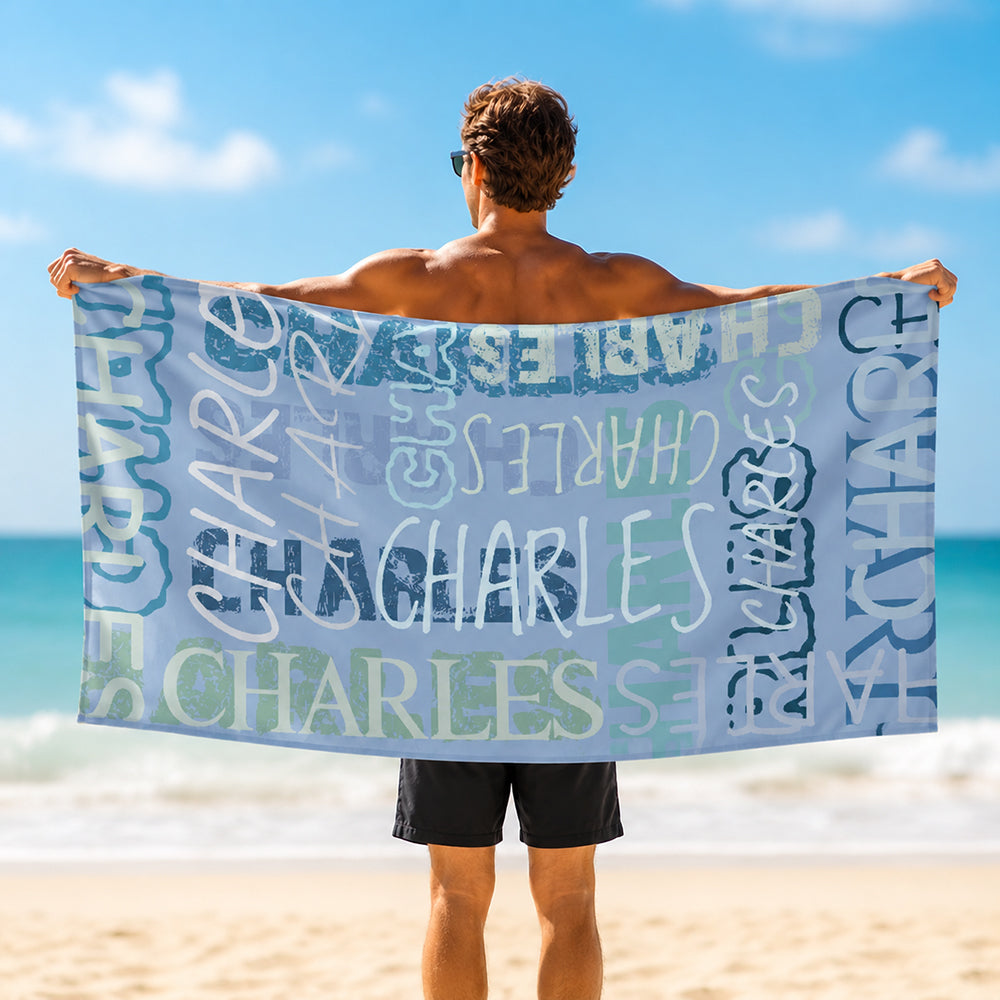 Personalized Custom Name Beach Towel Cloud Quick Dry Oversized Beach Towel Summer Vacation Daily Use Birthday Gift
