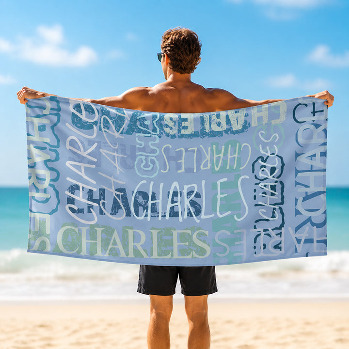Personalized Custom Name Beach Towel Cloud Quick Dry Oversized Beach Towel Summer Vacation Daily Use Birthday Gift