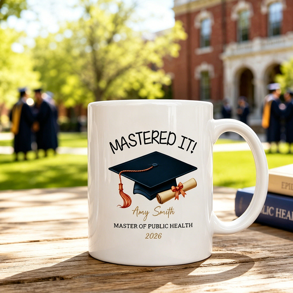 Personalized Graduation Mug You Did It! Masters Degree Grad Gift with Name 11oz Ceramic
