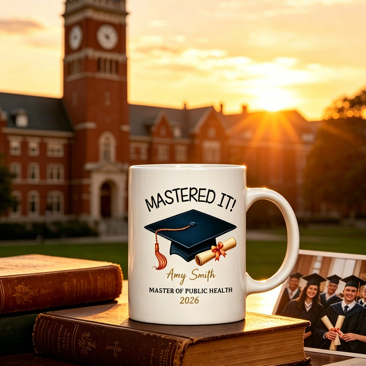 Personalized Graduation Mug You Did It! Masters Degree Grad Gift with Name 11oz Ceramic