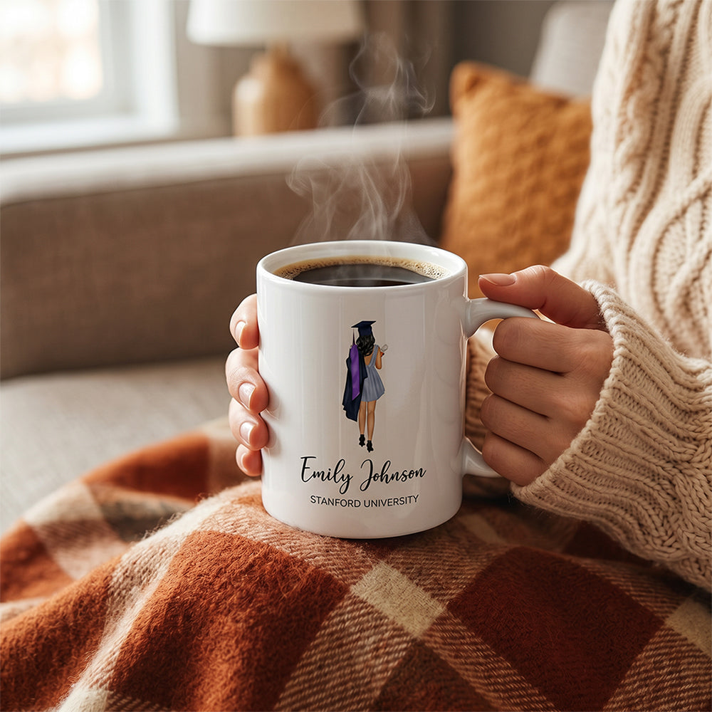 Personalized Illustration Graduation Mug for Class of 2026 11oz Ceramic Custom Portrait