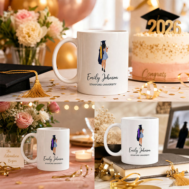 Personalized Illustration Graduation Mug for Class of 2026 11oz Ceramic Custom Portrait