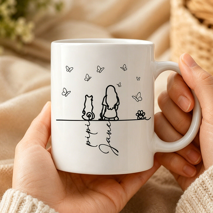 Personalized Pet Silhouette Mug Your Silhouette Always With Me 11oz Ceramic Mug Gift for Pet Lovers
