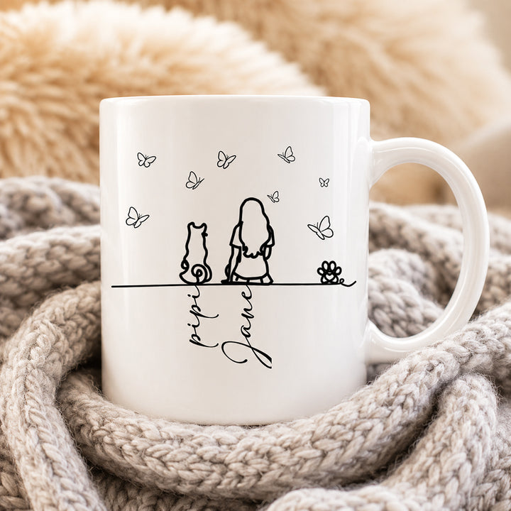 Personalized Pet Silhouette Mug Your Silhouette Always With Me 11oz Ceramic Mug Gift for Pet Lovers