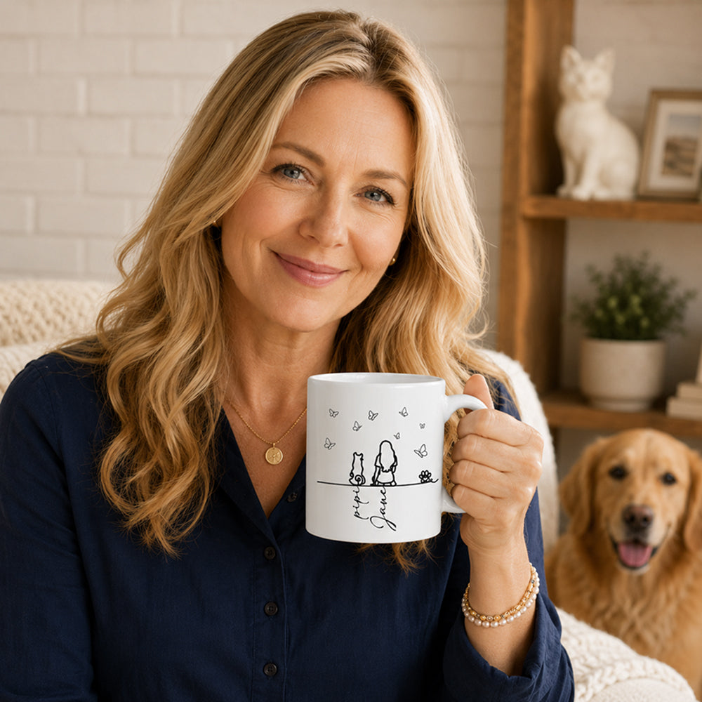 Personalized Pet Silhouette Mug Your Silhouette Always With Me 11oz Ceramic Mug Gift for Pet Lovers