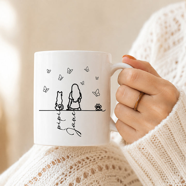 Personalized Pet Silhouette Mug Your Silhouette Always With Me 11oz Ceramic Mug Gift for Pet Lovers
