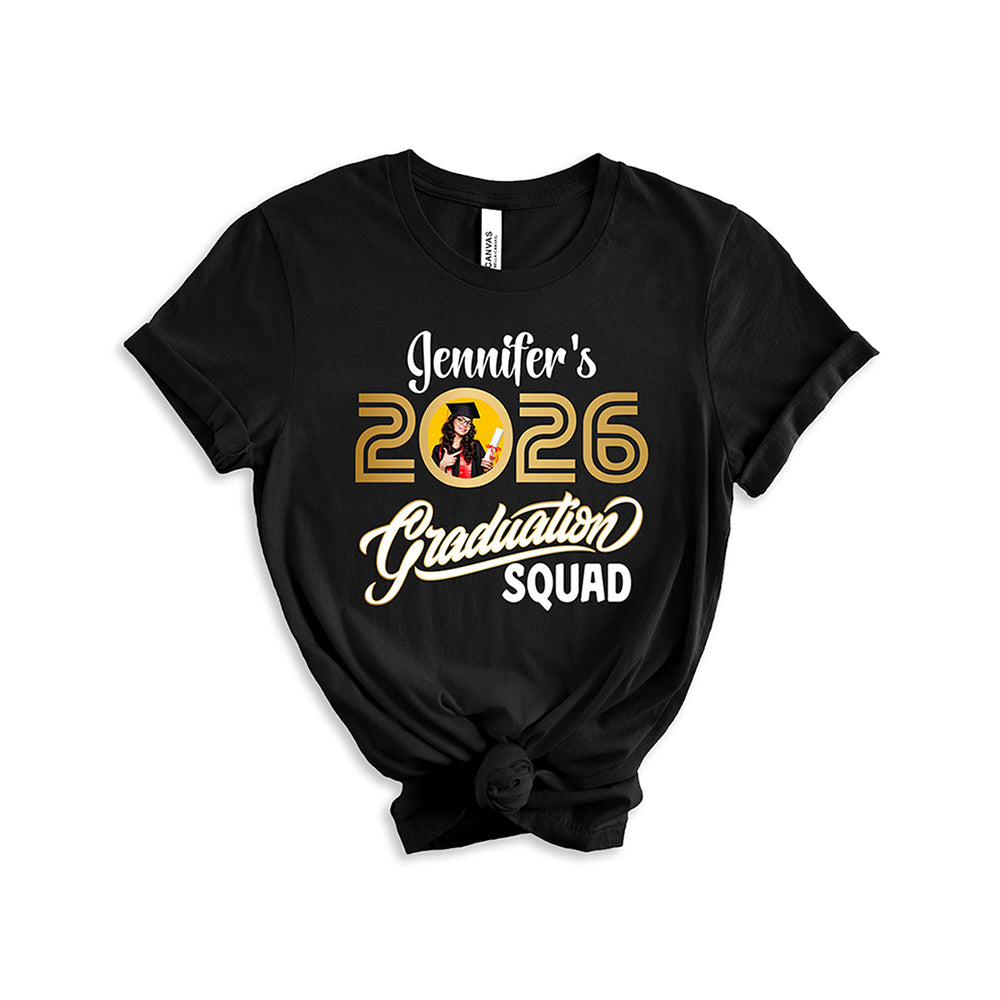 Personalized Photo Name Graduation Shirt Class of 2026 for Celebration Family Friends