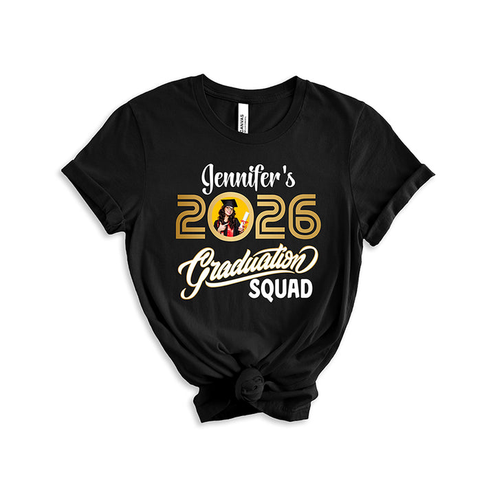 Personalized Photo Name Graduation Shirt Class of 2026 for Celebration Family Friends