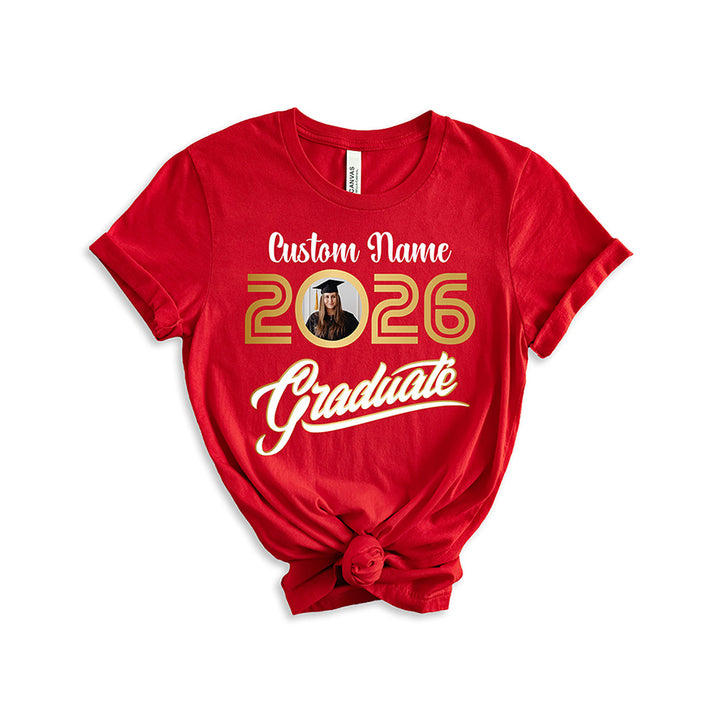 Personalized Photo Name Graduation Shirt Class of 2026 for Celebration Family Friends