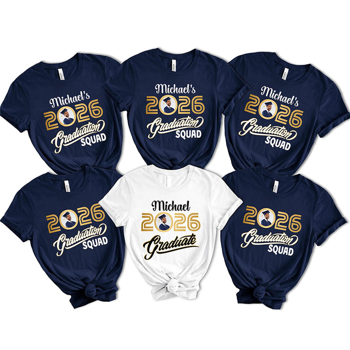 Personalized Photo Name Graduation Shirt Class of 2026 for Celebration Family Friends