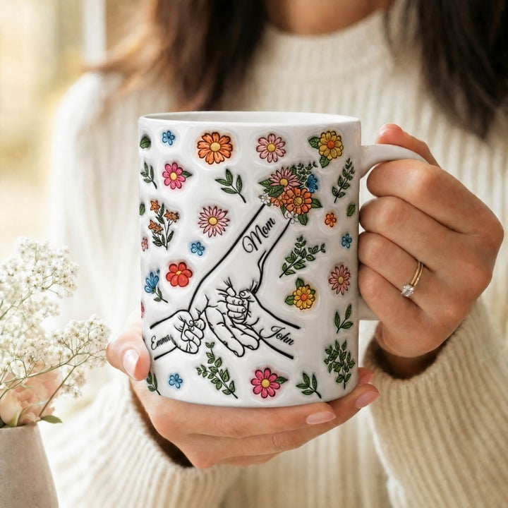 Personalized Floral Mug Custom Name Mothers Day Grandma Birthday Gift 11oz
