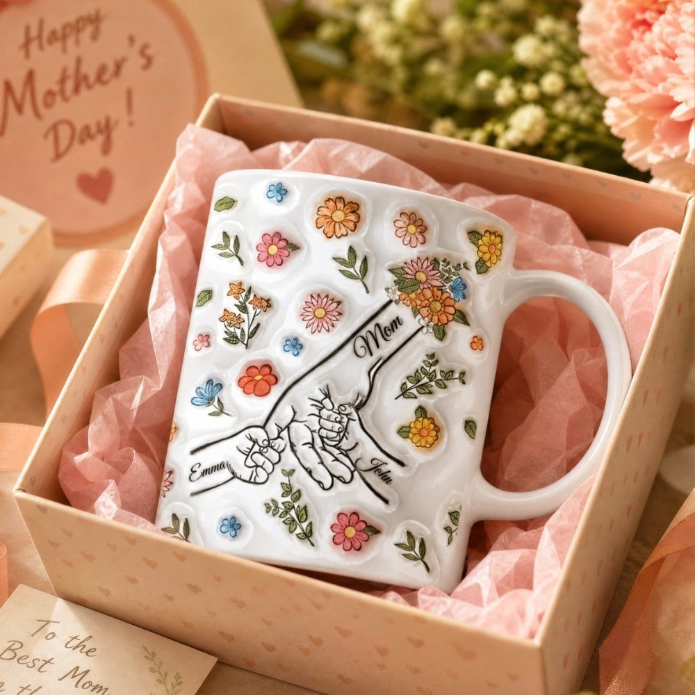 Personalized Floral Mug Custom Name Mothers Day Grandma Birthday Gift 11oz