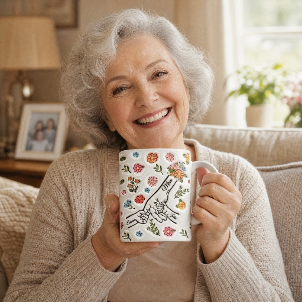 Personalized Floral Mug Custom Name Mothers Day Grandma Birthday Gift 11oz