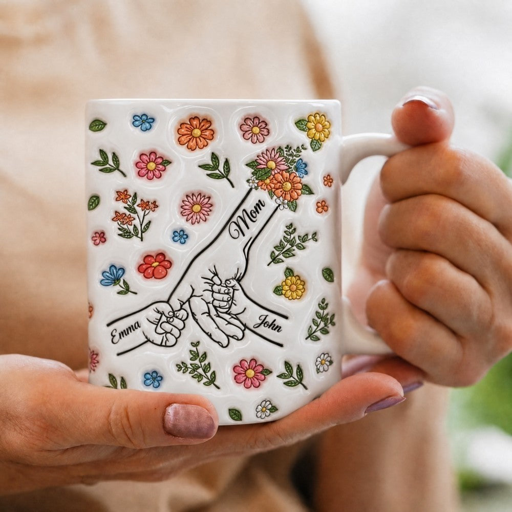 Personalized Floral Mug Custom Name Mothers Day Grandma Birthday Gift 11oz