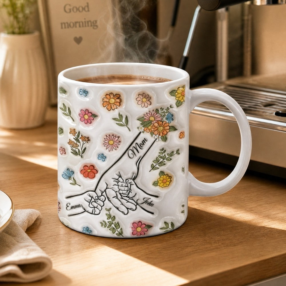 Personalized Floral Mug Custom Name Mothers Day Grandma Birthday Gift 11oz
