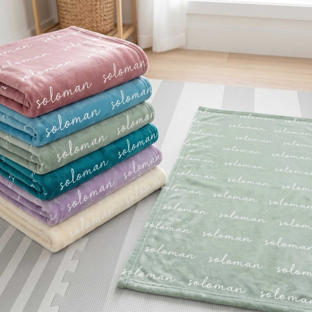 Personalized Word Cloud Flannel Blanket Custom Name Soft Fleece Throw Baby Shower Birthday Gift for Kids Family Friends