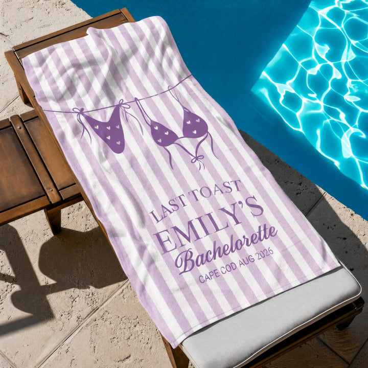Personalized Bikini Beach Towel Custom Name Bachelorette Party Girls Trip 2026 Bachelorette Towels Beach Bachelorette Party Gifts