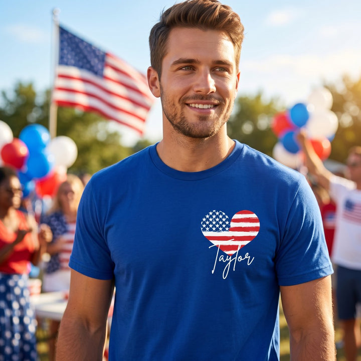 Personalized T-Shirt America 250th Anniversary 1776-2026 Independence Day Custom Name Tee Fourth of July Family Tees